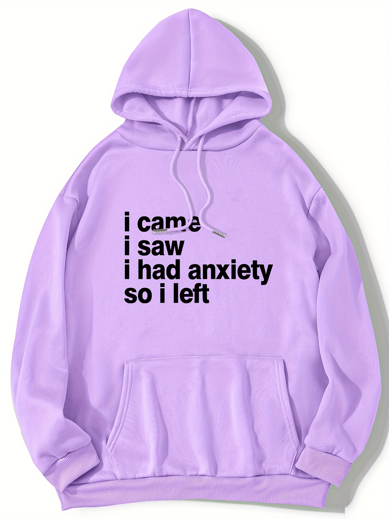 plus size casual sweatshirt womens plus slogan print long sleeve drawstring hooded pullover sweatshirt with kangaroo pockets casual tops for plus size womens clothing details 2