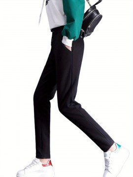 1pc Women'S Sherpa Lined Sweatpants - Cotton Casual Fleece Pants, Solid Color, Straight Leg, Woven, Adult Fall/Winter Jogger Style