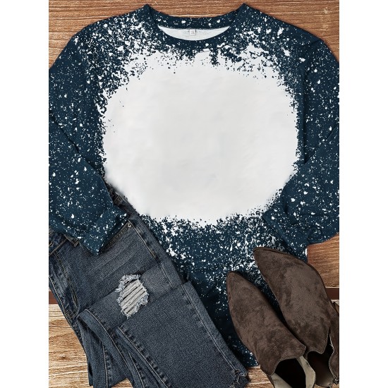 Women's Casual Crew Neck Sweatshirt - Long Sleeve, Semi-Sheer, Stretchy Polyester Blend, Machine Washable